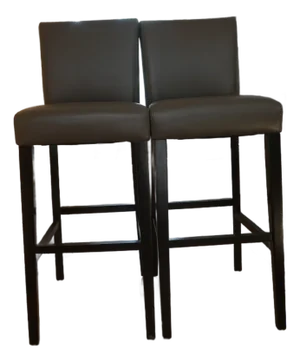 Lowe Smoke Grey Leather Counter Stool With Ebony Wood Legs