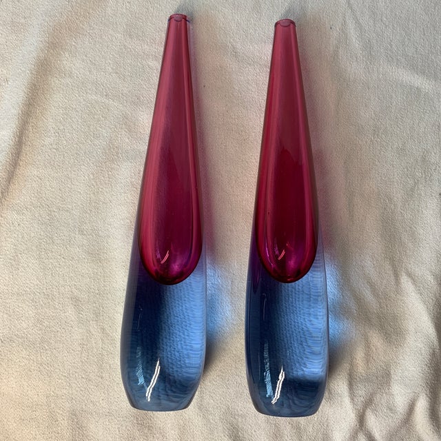 Vintage Murano Sommerso Glass Vase by Salviati & Co. C. 1960 - A Pair For Sale In Chicago - Image 6 of 9