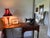American Vintage 1930s Singer Electric Sewing Machine in Original Wooden Cabinet With Extension Leaf For Sale - Image 3 of 16