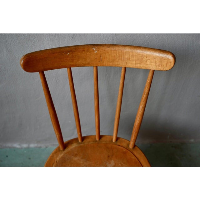Vintage Wooden Childrens Chair with Slatted Legs and Compass Design, 1960s For Sale - Image 6 of 10