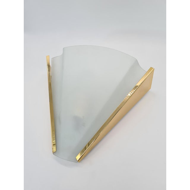 Italian Wall Lamp in Frosted Glass and Brass from Errebi Luce, 1980s For Sale - Image 4 of 11