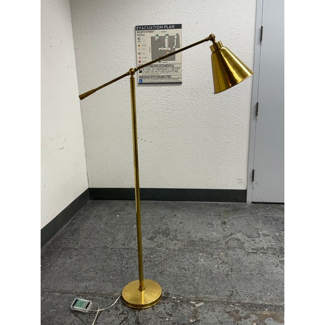 2010s Serena & Lily Claremont Brass Floor Lamp For Sale - Image 5 of 12