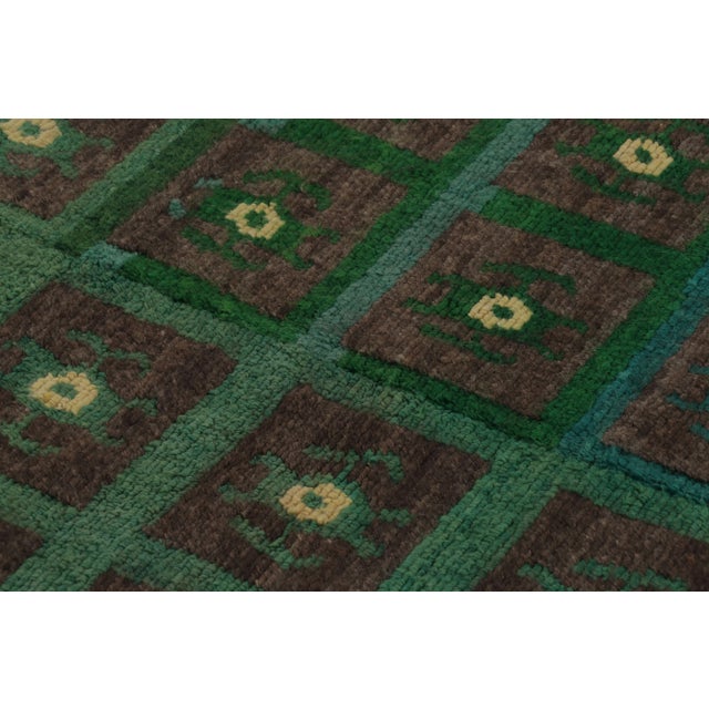 1960s Vintage Turkish Tulu Rug With Playful Teal Geometric Pattern - Rug & Kilim For Sale - Image 5 of 8