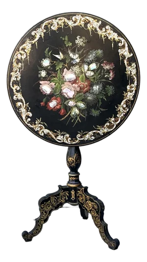 Vintage Mother of Pearl Inlay Tilt Top Table