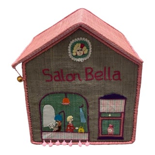 Vintage "Salon Bella" House-Shaped Toy Storage Box For Sale