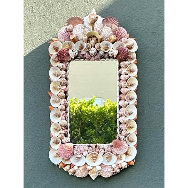 Metal Vintage Shell Encrusted Mirror For Sale - Image 7 of 12