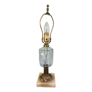 Vintage Brass & Cut Crystal Table Lamp With Marble Base – Neoclassical Style