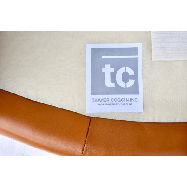 Thayer Coggin Turn Swivel Chairs in Chestnut Leather For Sale - Image 10 of 10