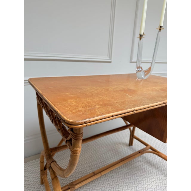 Mid-Century Italian Bamboo and Rattan Writing Desk, 1970s For Sale - Image 6 of 10