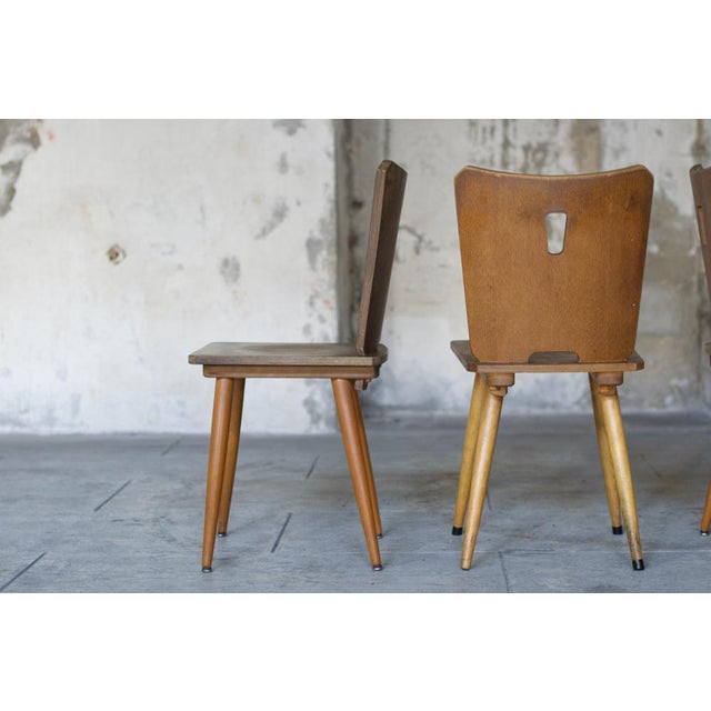 Vintage Brutalist Wooden Chairs, 1960, Set of 4 For Sale - Image 6 of 15