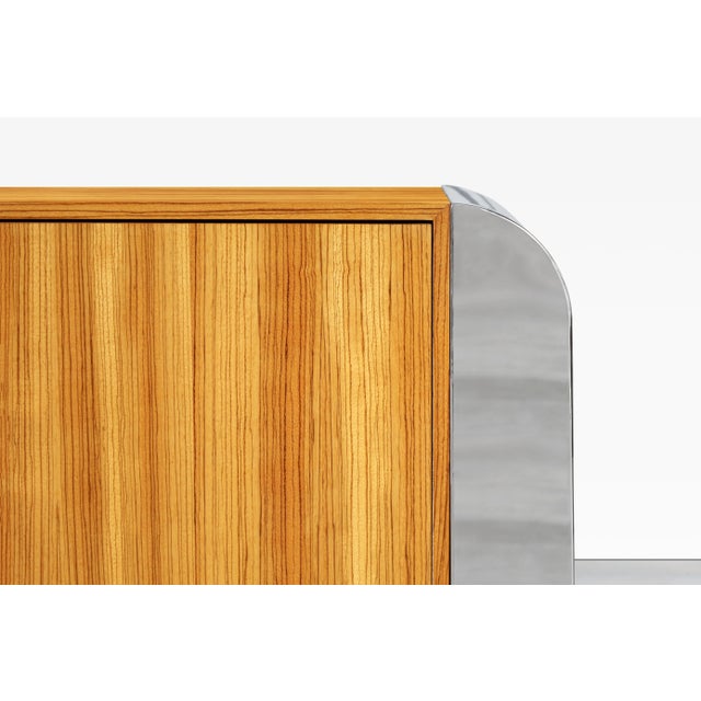 John Mascheroni Mid-Century Modern Zebrawood and Chrome Credenza by John Mascheroni For Sale - Image 4 of 12