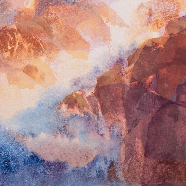 Mid-Century Modern 'Surf and Rocks at Sunset' by Carol Sideman, Oakland College of Arts and Crafts, Oakland Museum For Sale - Image 3 of 10