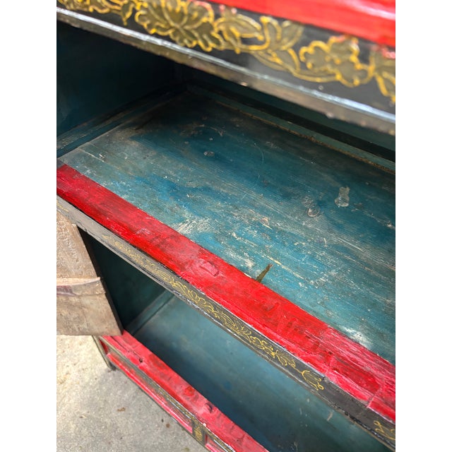 Brick Red Early 20th Century Tibetan Wedding Cabinet For Sale - Image 8 of 12
