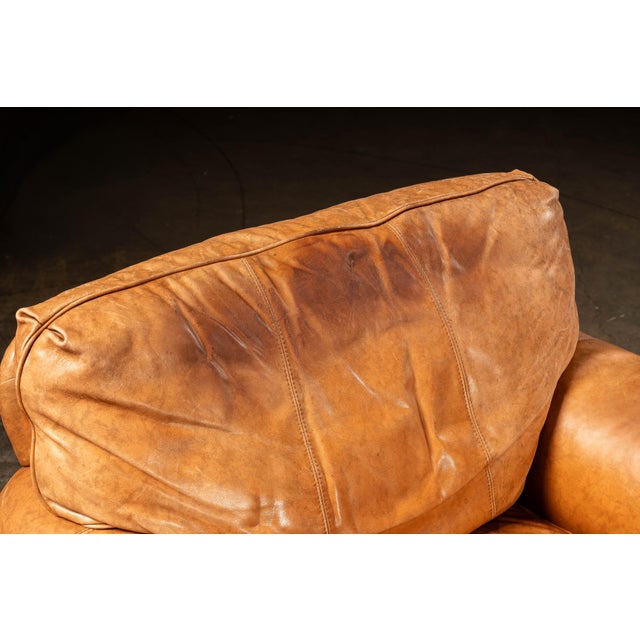 Late 20th Century Pair of Rolled Arm Leather Club-Style Armchairs in Camel For Sale - Image 9 of 12