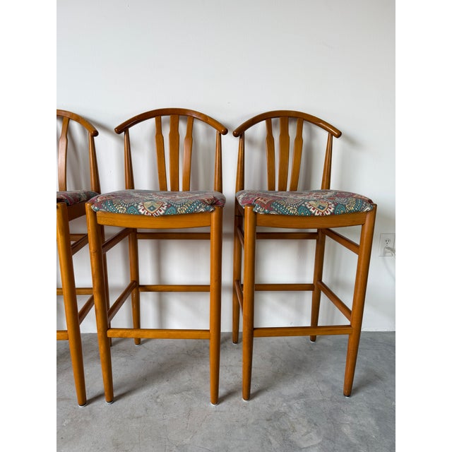 1970s Swedish Mid-Century Modern Carl-Ewert Ekström Beechwood Bar Stools – Set of 4 For Sale - Image 10 of 18