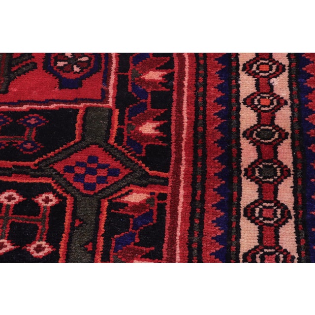 Vintage Hand-Knotted Wool Runner Rug – 3.10 X 8.3 Red Tribal For Sale In New York - Image 6 of 8