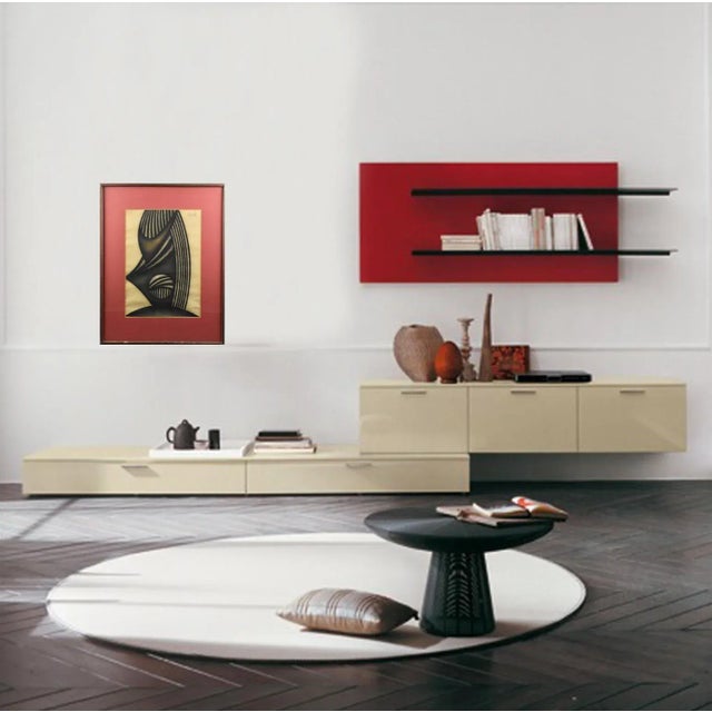 Abstract Dordevic Miodrag Brutalist Op Art Abstract Charcoal Drawing by Dordevic Miodrag, Circa 1960 For Sale - Image 3 of 9