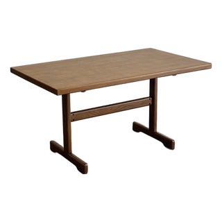 Vintage Oak Parquet Dining Table For Sale