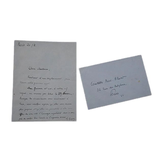 Georges Goyan - Apology Letter - 1920s For Sale