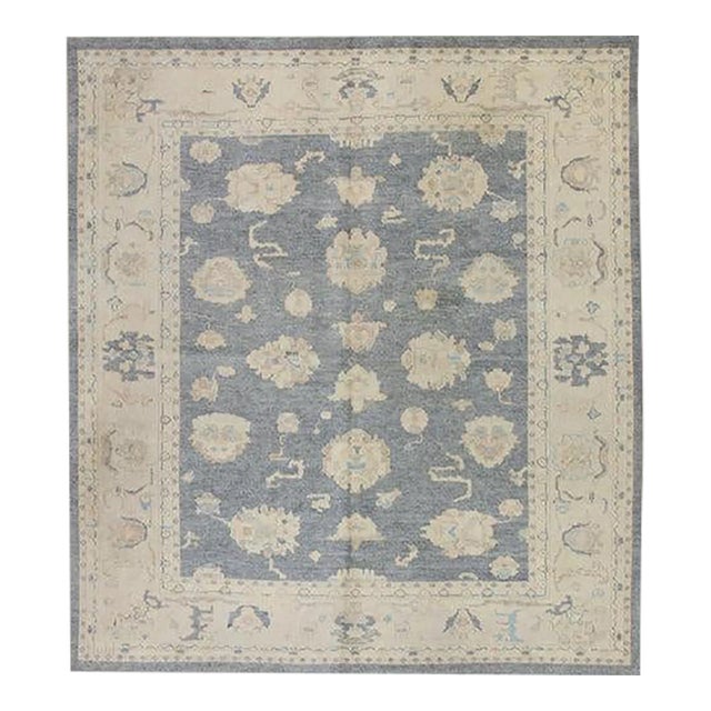 Oriental Hand Knotted Rug Turkish Oushak 8'3" x 9'2" For Sale