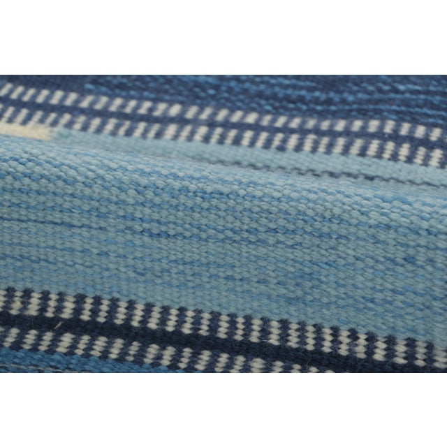Rug & Kilim Contemporary Scandinavian Blue Plaid Wool Rug by Rug & Kilim, India For Sale - Image 4 of 7