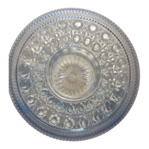 Vintage Blue Federal Glass Windsor Button & Cane Platter