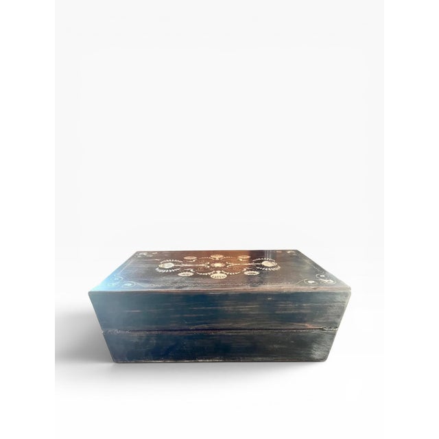 Restored Ebony Mother of Pearl Inlay Writing Box Circa 1900 For Sale - Image 12 of 14