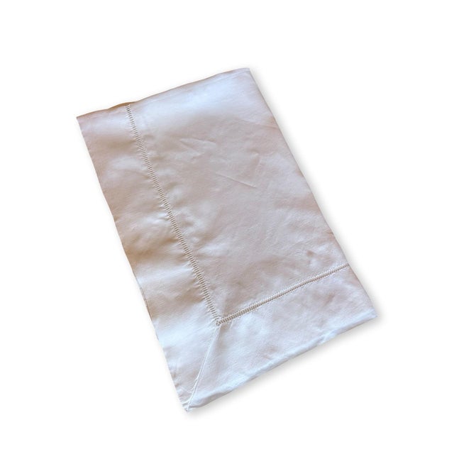 Textile Antique French Fine Linen Top Sheet, Handworked Ladderwork With Mitered Corners, No Monogram For Sale - Image 7 of 9