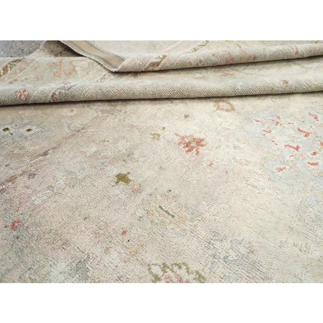 Textile Galerie Shabab Collection Early 20th Century Turkish Oushak Room Size Carpet For Sale - Image 7 of 7