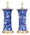 Mid 20th Century Mid Century Modern Porcelain Blue and White Table Lamps with Blooming Trees, a Pair For Sale