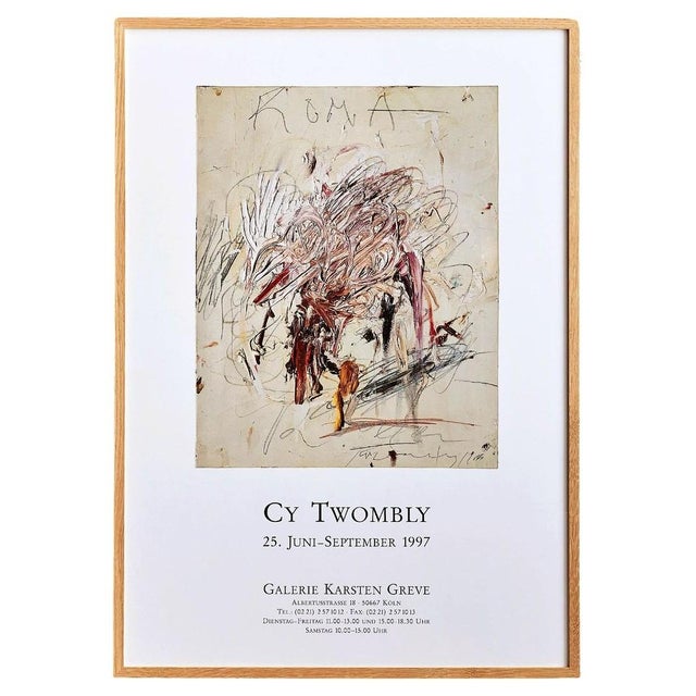 Cy twombly - galerie karsten greve, rare vintage exhibition poster, in excellent condition size: h 86 x w 61 x d 2.5 cm...