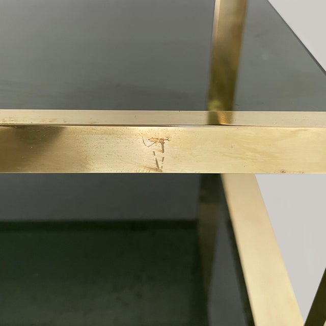 Gold Italian Modern Brass and Smoked Glass Bar Cart, 1970s For Sale - Image 8 of 13