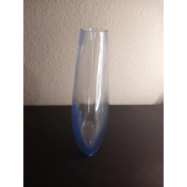 1980s Vidrios San Miguel Spain Recycled Aqua Art Glass Moon Flask Vase For Sale - Image 4 of 8