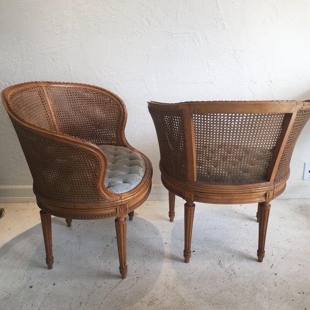 Louis XVI Style Cane Barrel Chairs A Pair Chairish