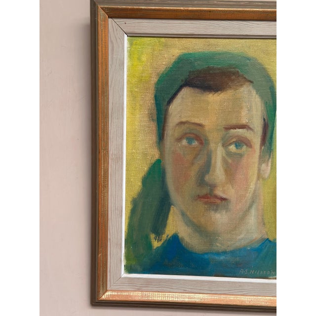A‑S Nilsson, Portrait, 1950s, Oil Painting on Panel, Framed For Sale - Image 7 of 18