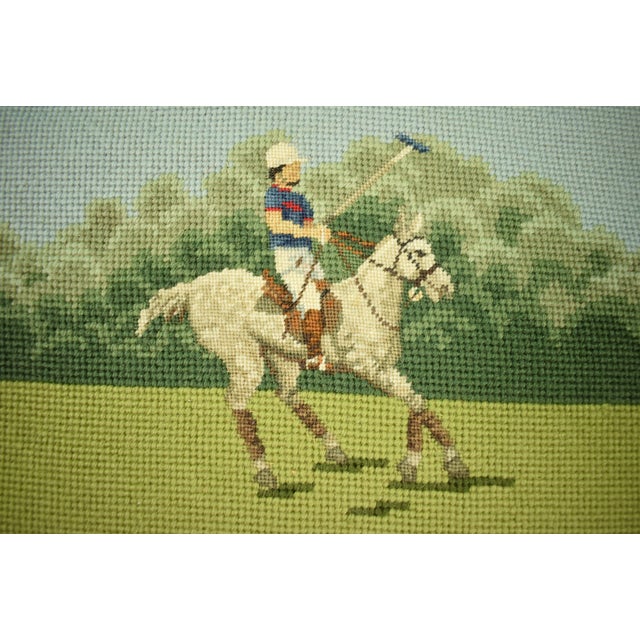 Late 20th Century Polo Needlepoint Bridge Table Cover For Sale - Image 5 of 8