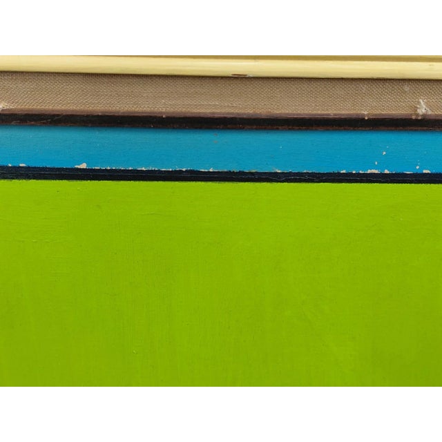 Green Framed Signed Untitled 1974 Geometric Painting Attributed to Ludwig Sander For Sale - Image 8 of 13