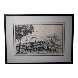 Alec Stern (1904-1994) Wartime in San Francisco - Etching 1943 - Signed