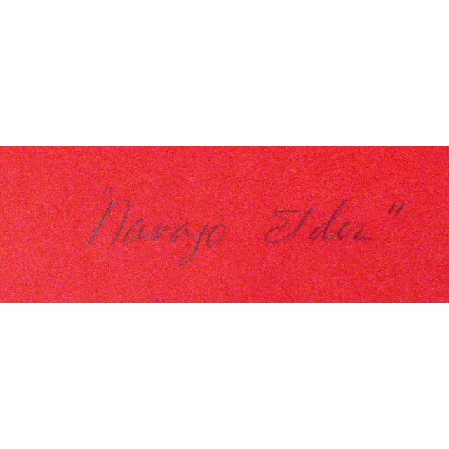 Native American Kim Means"Navajo Elder"Hand Signed Unframed Artwork For Sale - Image 3 of 4