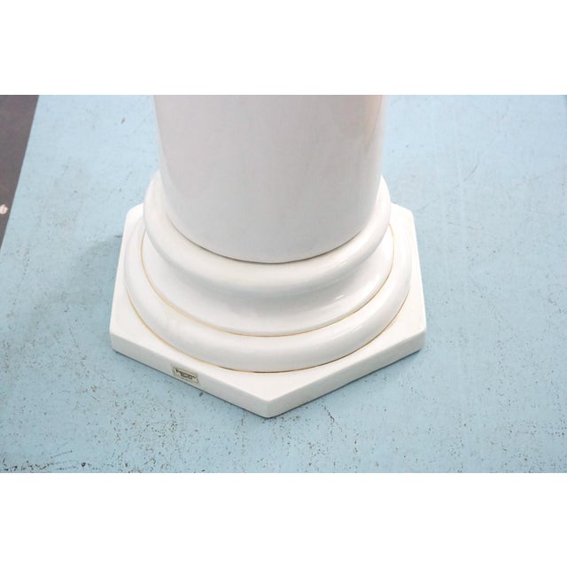 White Ceramic Vase with Gold Details and Column by Tommaso Barbi, Italy, 1970s For Sale - Image 17 of 18