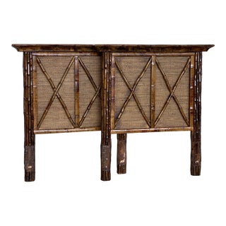 Vintage Coastal Tortoise Bamboo Twin Headboards - a Pair For Sale