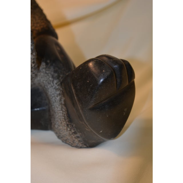 Vintage Shona Stone Black & Gray Baboon Monkey Figurine Statue / Sculpture Kamisi For Sale - Image 6 of 14