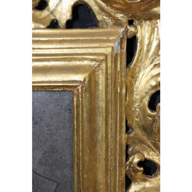 Large Pair Florentine Italian Gilded Rococo Mirrors With Etched Mirrored Panels For Sale - Image 9 of 12