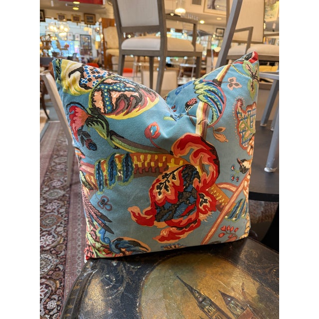 Ian Sanderson Popinjay Printed Velvet Pillows, Set of Three For Sale - Image 4 of 12