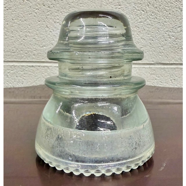 Industrial Vintage Hemingray No. 42 Clear Glass Electric Insulator For Sale - Image 3 of 5