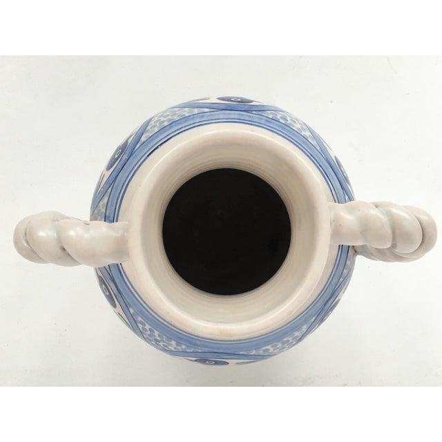Late 19th Century 20th Century Glazed Earthenware Spanish Blue and White Painted Urn, Vase For Sale - Image 5 of 10