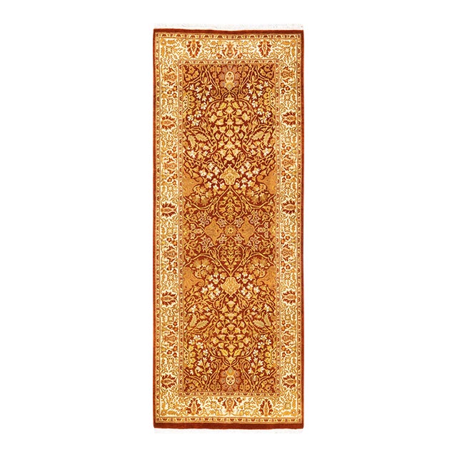 Mogul, One-of-a-Kind Hand-Knotted Runner Rug - Orange, 2' 7" x 6' 6" For Sale