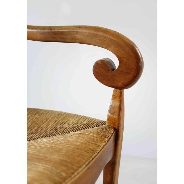 French Provincial Armchairs French Provincial Style With Rush Seats - A Pair For Sale - Image 3 of 6