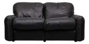 Black Leather Piumotto Sofa by Arrigo Arrigoni for Busnelli, Italy, 1970s