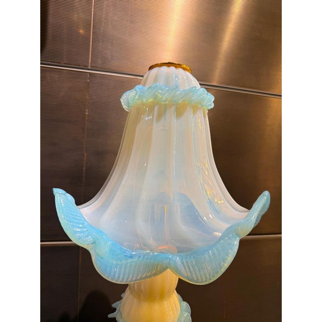 Opaline and Light Blu Murano Glass Table Lights, 1990s For Sale - Image 9 of 12